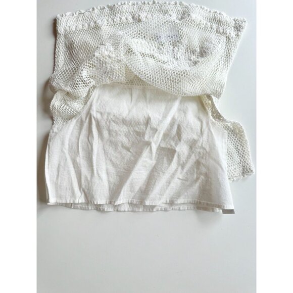 Girl's ZARA White Cotton Crochet Floral Knit Tank Top, Size 11-12 - Picture 5 of 9